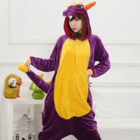 Cartoon animal conjoined pajamas (Option: M-Purple)